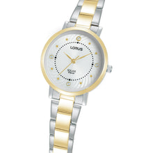 Load image into Gallery viewer, lorus solar ladies two tone silver dial bracelet watch
