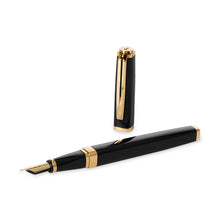 Load image into Gallery viewer, waterman - exception- fountain pen slim black with gold trim
