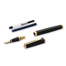 Load image into Gallery viewer, waterman - exception- fountain pen slim black with gold trim
