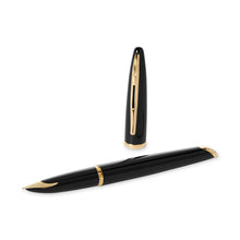 Load image into Gallery viewer, waterman - car�ne fountain pen black  with gold trim, fine nib
