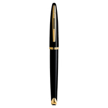 Load image into Gallery viewer, waterman - car�ne fountain pen black  with gold trim, fine nib
