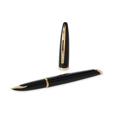 Load image into Gallery viewer, waterman - car�ne fountain pen black with gold trim, medium nib
