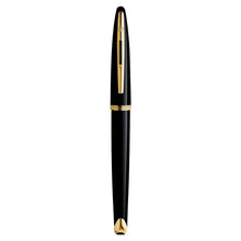 Load image into Gallery viewer, waterman - car�ne fountain pen black with gold trim, medium nib
