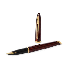Load image into Gallery viewer, waterman - car�ne fountain pen amber with gold trim, medium nib

