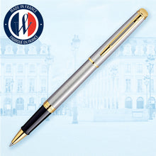 Load image into Gallery viewer, waterman - h�misph�re- roller ball  stainless steel with gold trim
