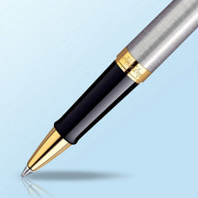 Load image into Gallery viewer, waterman - h�misph�re- roller ball  stainless steel with gold trim
