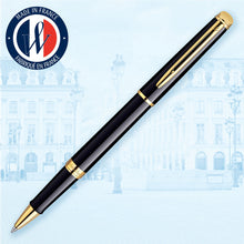 Load image into Gallery viewer, waterman - h�misph�re- roller ball  black lacquer with gold trim
