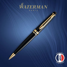 Load image into Gallery viewer, waterman - expert- ballpoint pen black with gold trim, medium
