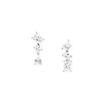 Load image into Gallery viewer, morellato silver rifle stainless steel earrings s925 rhodium cz white 2cm
