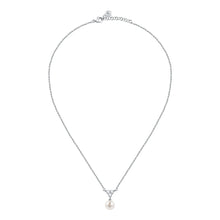 Load image into Gallery viewer, perla pend with cz+8mm pearl 925 38+4cm
