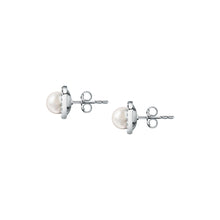 Load image into Gallery viewer, perla earrings with cz+6mm 925 pearl
