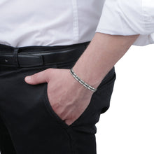 Load image into Gallery viewer, sector ceramic bracelet black  &amp;  shiny stainless steel 220mm
