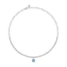 Load image into Gallery viewer, tesori tennis necklace 925 aqua cushion cz38+4
