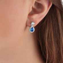 Load image into Gallery viewer, tesori silver earrings white+blue cz silver.925
