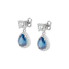 Load image into Gallery viewer, tesori silver earrings white+blue cz silver.925
