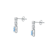 Load image into Gallery viewer, tesori earrings 925 aqua blue cz cushion
