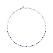 Load image into Gallery viewer, tesori necklace 925 silver white &amp; sapphire solo cz 38+4cm

