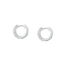 Load image into Gallery viewer, tesori huggie earrings 925 silver white cz
