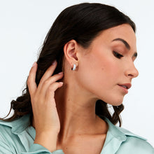 Load image into Gallery viewer, tesori huggie earrings 925 silver white cz
