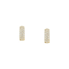 Load image into Gallery viewer, tesori huggie earrings 925 silver white cz with 18k gold plating
