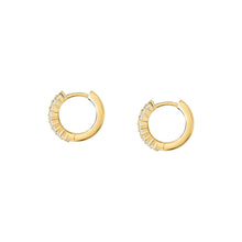 Load image into Gallery viewer, tesori huggie earrings 925 silver white cz with 18k gold plating
