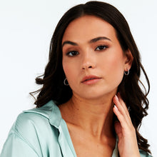 Load image into Gallery viewer, tesori hoop earrings 925 silver white cz small
