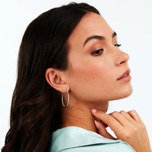 Load image into Gallery viewer, tesori hoop earrings 925 silver white cz with 18k gold plating large
