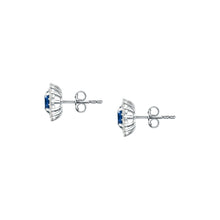 Load image into Gallery viewer, tesori stud earrings 925 silver white with sapphire central cz
