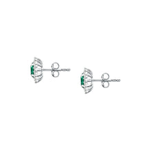 Load image into Gallery viewer, tesori stud earrings 925 silver white with emerald central cz
