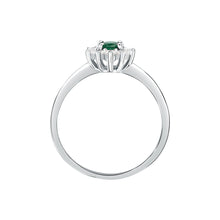 Load image into Gallery viewer, tesori ring 925 silver white with emerald center cz 140n+
