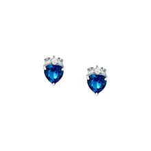 Load image into Gallery viewer, tesori stud earrings 925 silver sapphire heart cz
