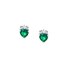 Load image into Gallery viewer, tesori stud earrings 925 silver emerald heart cz
