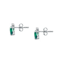 Load image into Gallery viewer, tesori stud earrings 925 silver emerald heart cz
