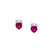 Load image into Gallery viewer, tesori stud earrings 925 silver ruby heart cz
