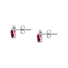 Load image into Gallery viewer, tesori stud earrings 925 silver ruby heart cz
