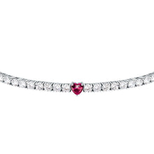 Load image into Gallery viewer, tesori bracelet 925 silver white cz with rubby heart centre cz 19cm
