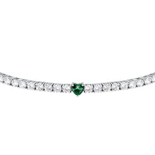 Load image into Gallery viewer, tesori bracelet 925 silver white cz with emerald heart centre cz 19cm
