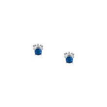 Load image into Gallery viewer, morellato silver tesori recycled 925 silver blue cz stud earrings
