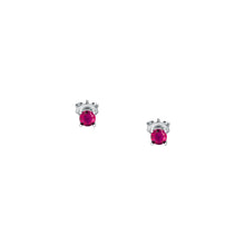 Load image into Gallery viewer, morellato silver tesori recycled 925 silver red cz stud earrings
