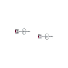 Load image into Gallery viewer, morellato silver tesori recycled 925 silver red cz stud earrings
