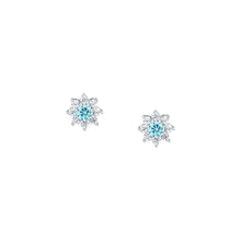 Load image into Gallery viewer, morellato silver tesori recycled 925 silver flower earrings aqua
