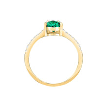 Load image into Gallery viewer, morellato silver tesori recycled gold plated silver green pear ring 016
