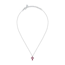 Load image into Gallery viewer, tesori necklace cross silver 925 rh red+w 38+5cm
