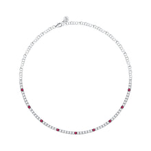 Load image into Gallery viewer, tesori necklace tennis silver 925 rh cz red+w 38+4cm
