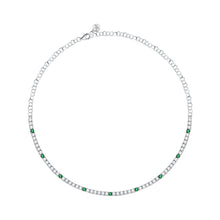 Load image into Gallery viewer, tesori necklace tennis silver 925 rh cz grn+w 38+4cm
