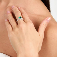 Load image into Gallery viewer, morellato silver tesori ring 925 rh cz green+white sz14
