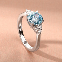 Load image into Gallery viewer, morellato silver tesori ring s925 rh cz l.blue+white sz12

