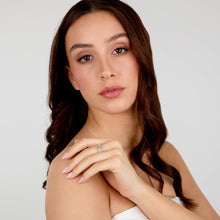 Load image into Gallery viewer, morellato silver tesori ring s925 yg cz l.blue+white sz14
