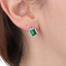Load image into Gallery viewer, tesori stud earring emerald/white zir silver.

