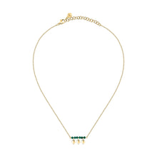 Load image into Gallery viewer, talismani necklace heart steel agat grn yellow gold plated 40+5cm
